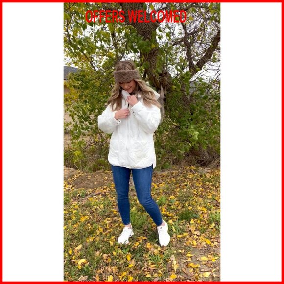 Quilted Puffer Jacket Hooded Long Sleeve Zip Up Winter Coat Lightweight - Picture 7 of 8